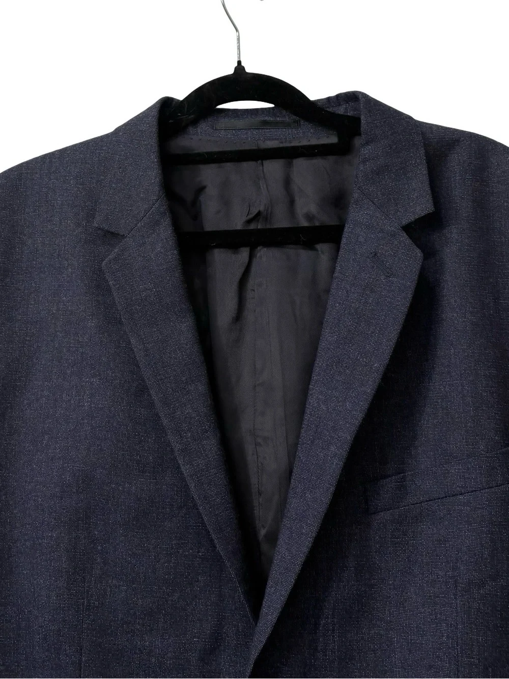 H&M Tollegno 1900 Merino Wool Blazer Slim Fit Blue Jacket 46R Elbow Patches